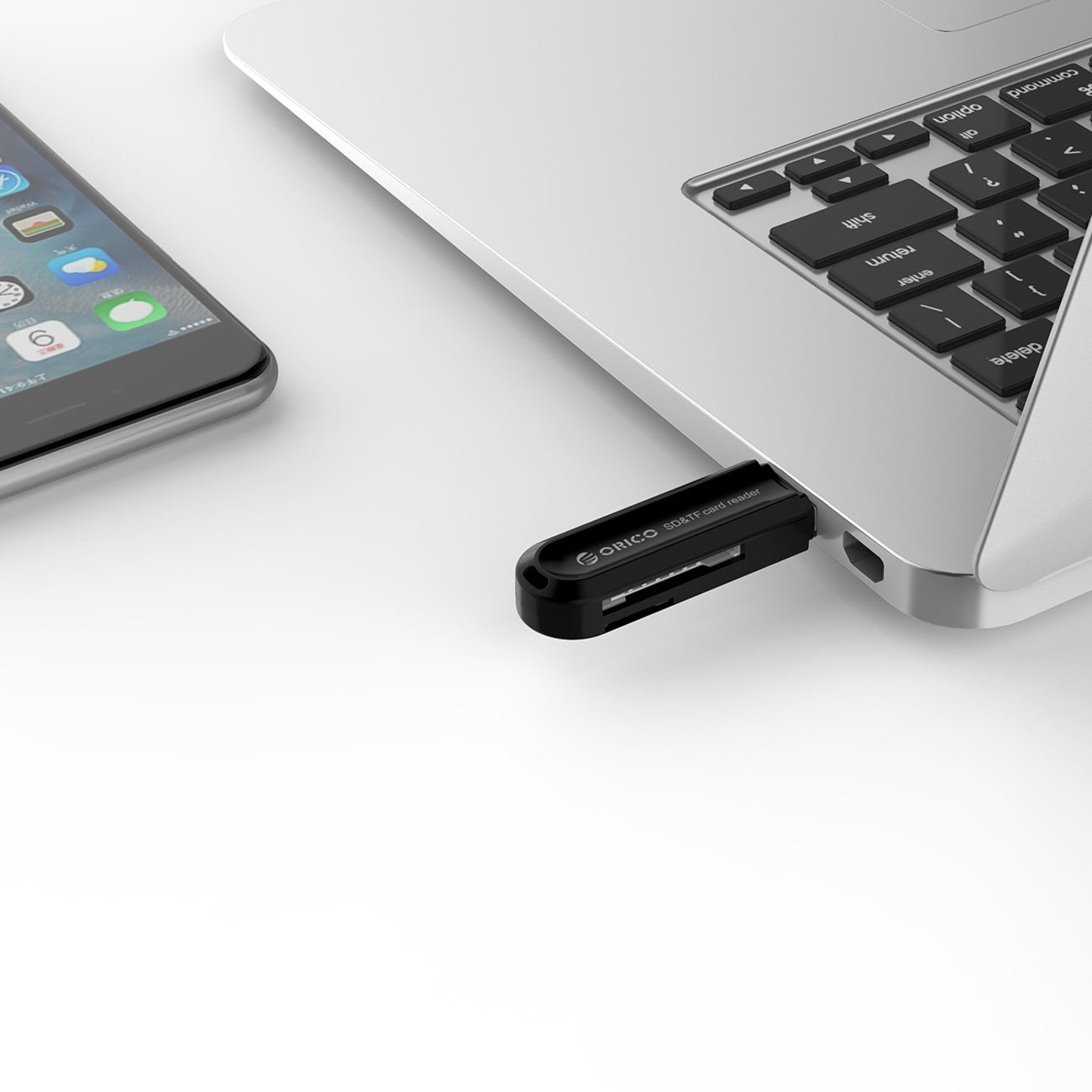 Orico CRS21 USB 3.0 SD ir microSD atminties kortelės skaitytuvas - juodas -- Memory Card Readers