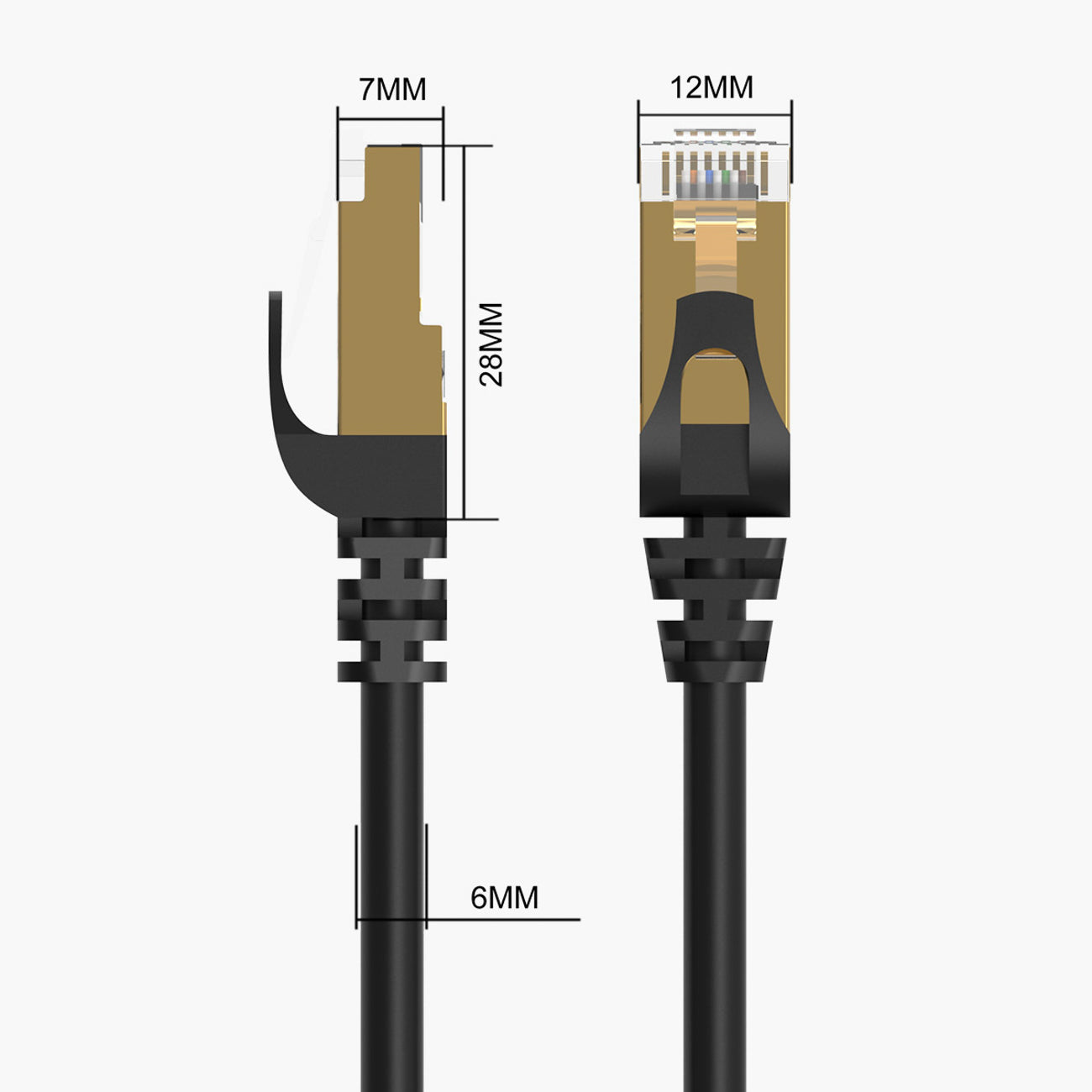 Orico PUG-C7 CAT7 10Gbps RJ45 Ethernetinis tinklo kabelis interneto LAN apvalus 10m - juodas -- Network Cables