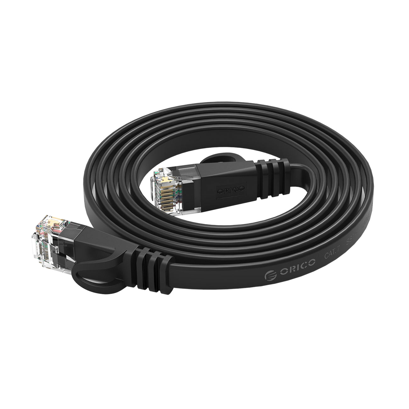 Orico PUG-C7B CAT7 10Gbps RJ45 Ethernet tinklo kabelis interneto LAN plokščias 2m - juodas -- Network Cables