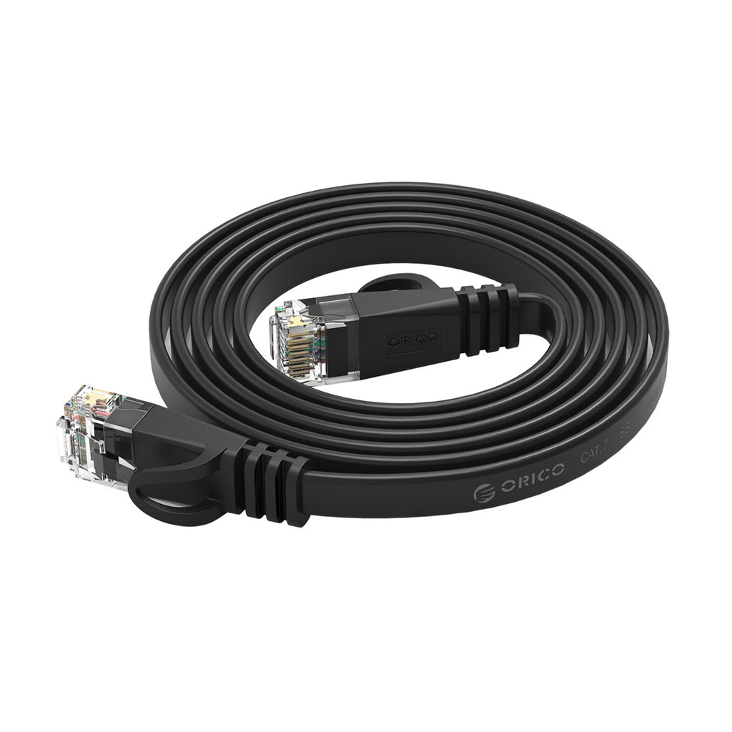 Orico PUG-C7B CAT7 10Gbps RJ45 Ethernet tinklinis kabelis internetui LAN Flat 15m - juodas -- Network Cables