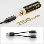 Orico Ener-G EG5C litio akumuliatorius 1,5V 2100mWh AA USB-C pakraunamas akumuliatorius su įkrovimo kabelu 2 vnt. --...