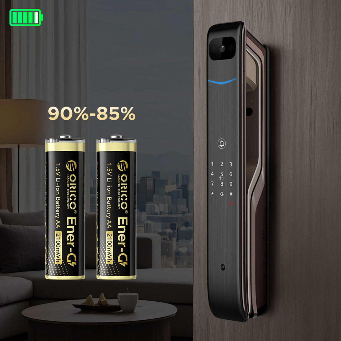 Orico Ener-G EG5C litio akumuliatorius 1,5V 2100mWh AA USB-C pakraunamas akumuliatorius su įkrovimo kabelu 4 vnt. --...