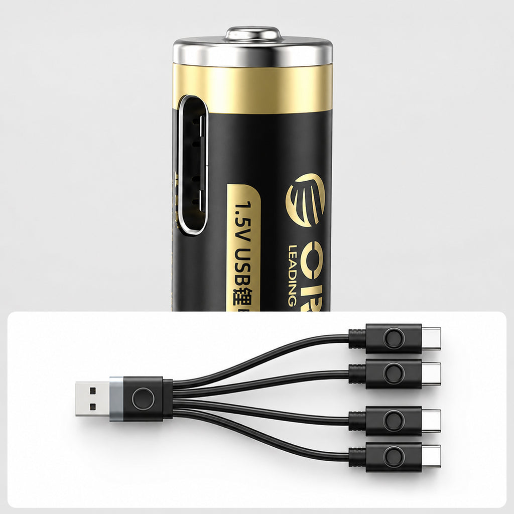 Orico Ener-G EG7C litio baterija 1,5V 500mWh AAA USB-C pakartotinai įkraunama baterija su įkrovimo kabeliu 4 vnt. --...