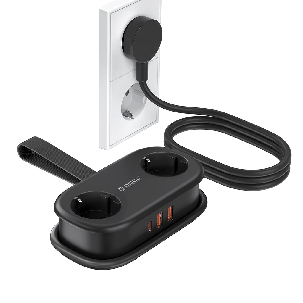Orico AP3 20W GaN 5in1 maitinimo šakotuvas 2x AC + 2x USB-A + 1x USB-C – juodas -- Cell phone cables