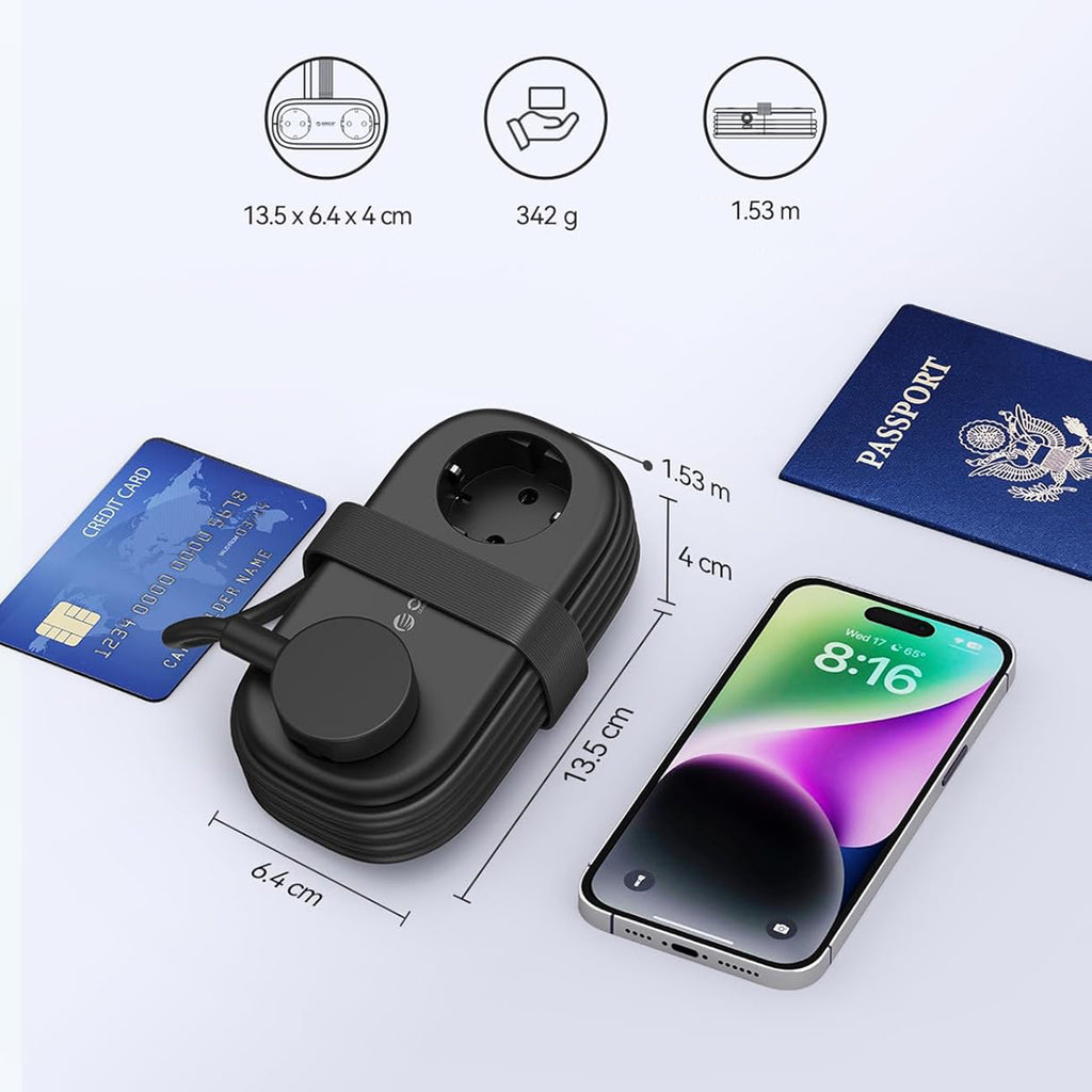 Orico AP3 20W GaN 5in1 maitinimo šakotuvas 2x AC + 2x USB-A + 1x USB-C – juodas -- Cell phone cables