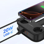 Orico AP3 20W GaN 5in1 maitinimo šakotuvas 2x AC + 2x USB-A + 1x USB-C – juodas -- Cell phone cables