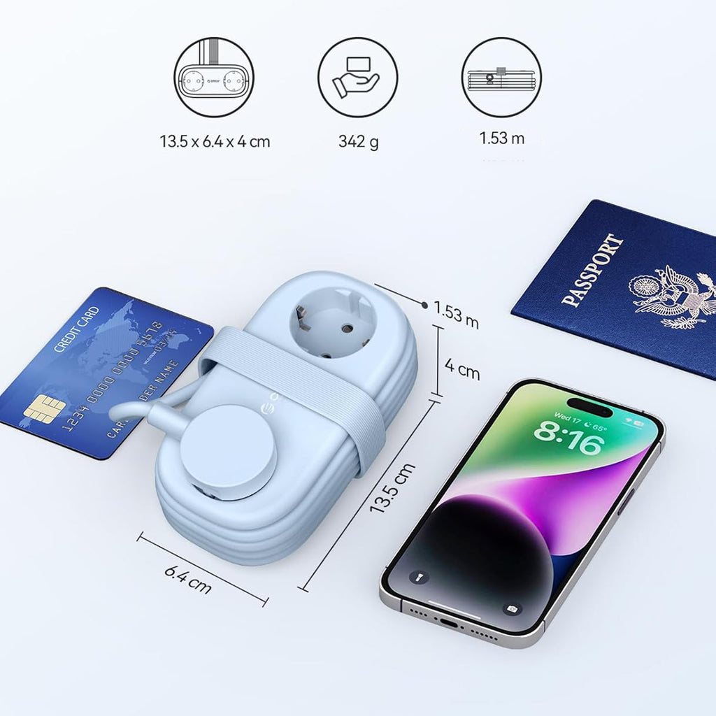 Orico AP3 20W GaN 5in1 maitinimo šakotuvas 2x AC + 2x USB-A + 1x USB-C – mėlynas -- Cell phone cables