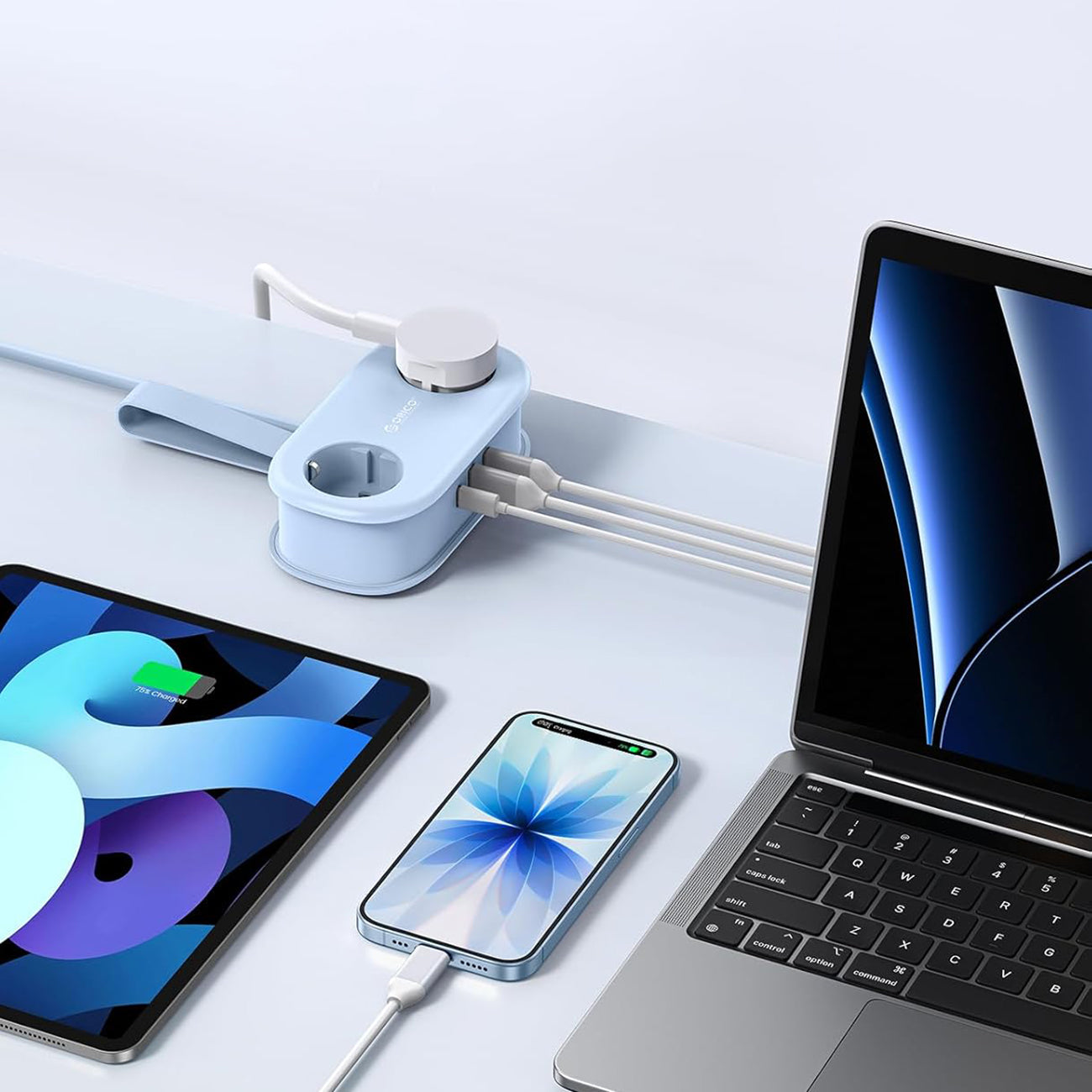 Orico AP3 20W GaN 5in1 maitinimo šakotuvas 2x AC + 2x USB-A + 1x USB-C – mėlynas -- Cell phone cables
