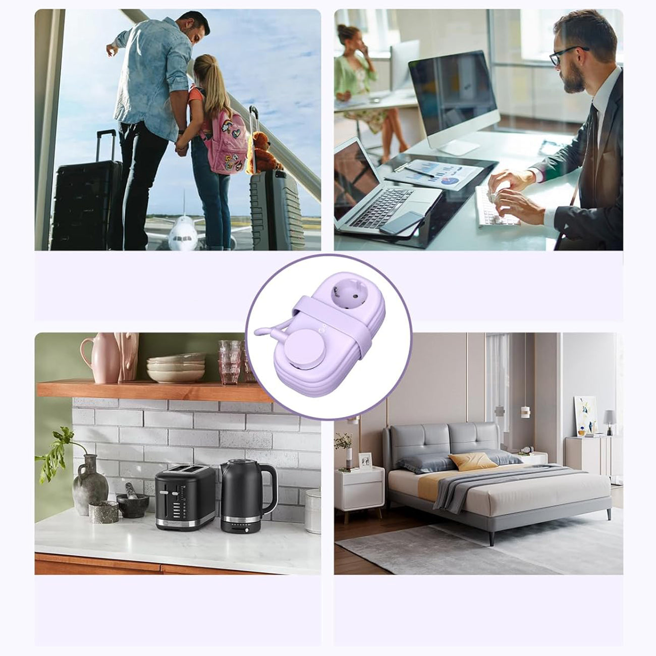 Orico AP3 20W GaN 5in1 maitinimo šakotuvas 2x AC + 2x USB-A + 1x USB-C – violetinis -- Cell phone cables