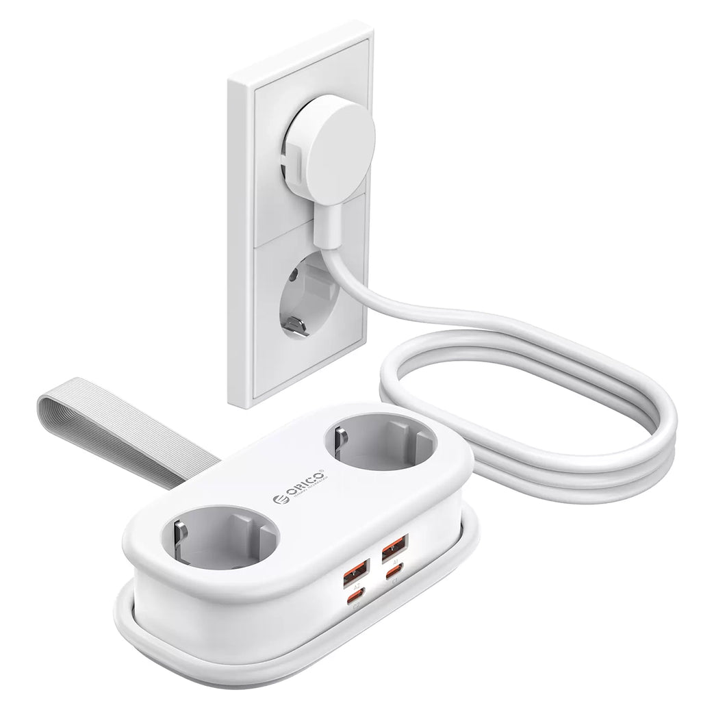 Orico AP3 65W GaN 6in1 maitinimo šakotuvė 2x AC + 2x USB-A + 2x USB-C - balta -- Cell phone cables