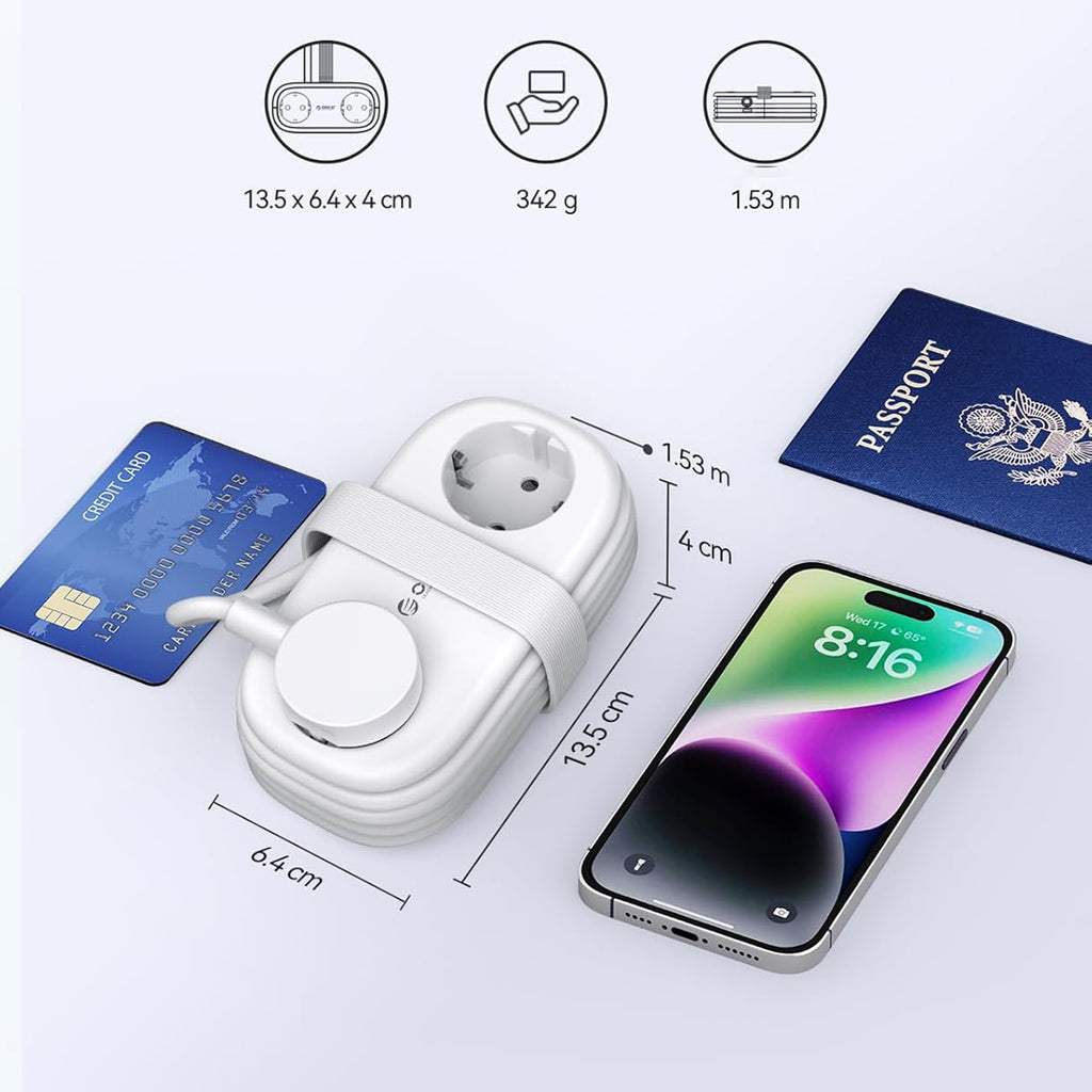 Orico AP3 65W GaN 6in1 maitinimo šakotuvė 2x AC + 2x USB-A + 2x USB-C - balta -- Cell phone cables