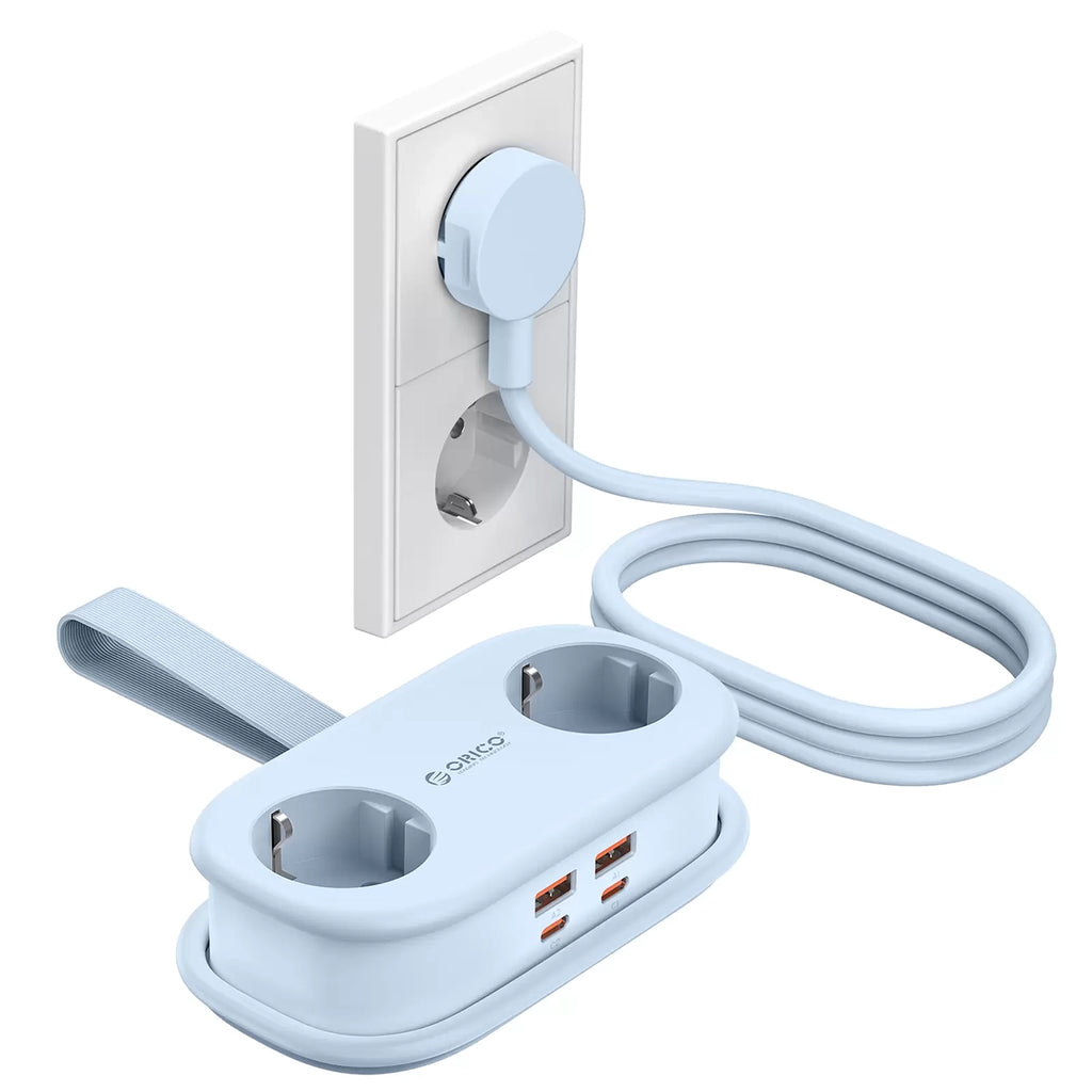 Orico AP3 65W GaN 6in1 maitinimo šakotuvė 2x AC + 2x USB-A + 2x USB-C - mėlyna -- Cell phone cables