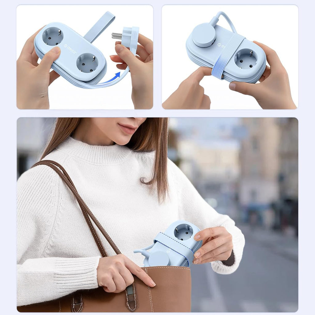 Orico AP3 65W GaN 6in1 maitinimo šakotuvė 2x AC + 2x USB-A + 2x USB-C - mėlyna -- Cell phone cables