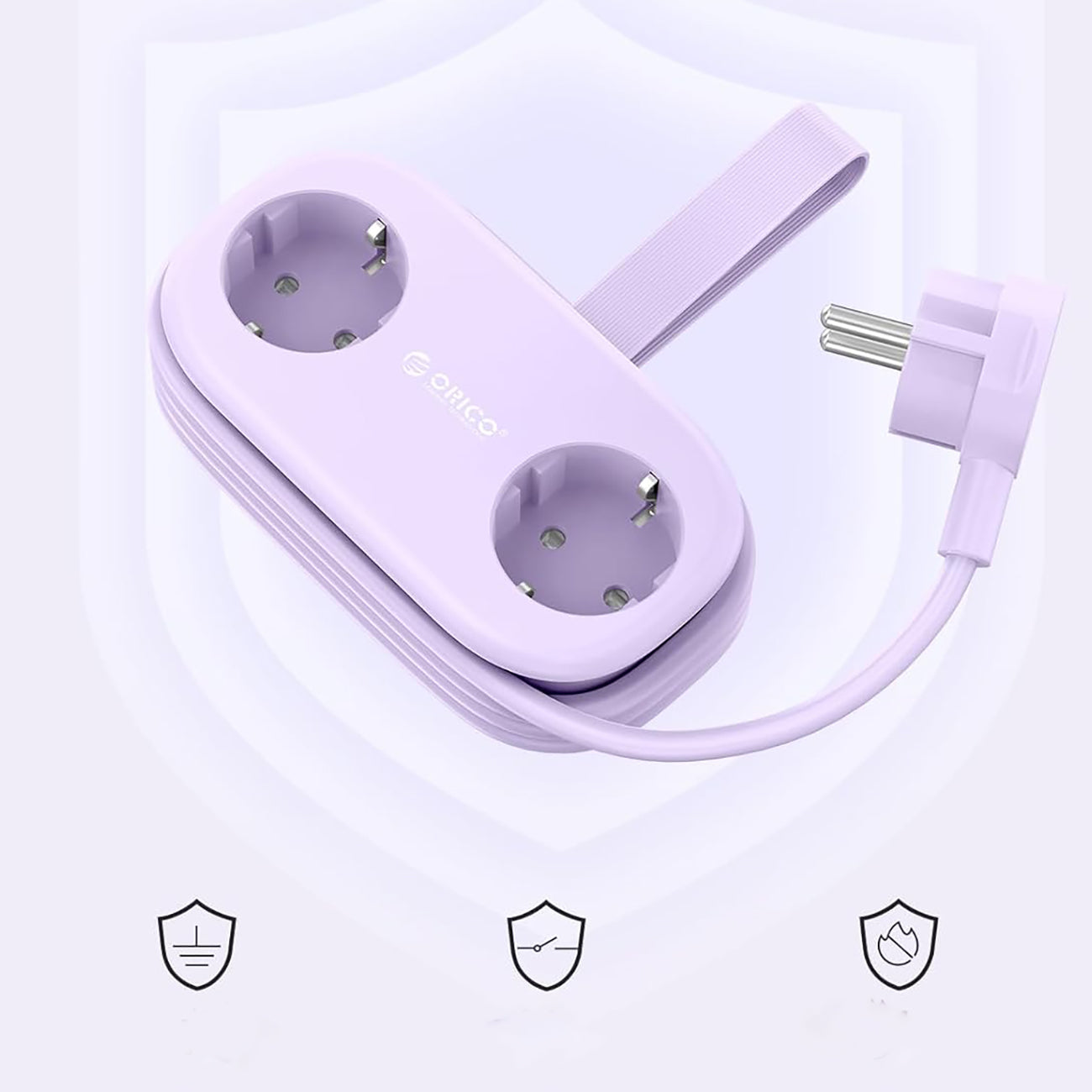 Orico AP3 65W GaN 6in1 maitinimo šakotuvė 2x AC + 2x USB-A + 2x USB-C - violetinė -- Cell phone cables