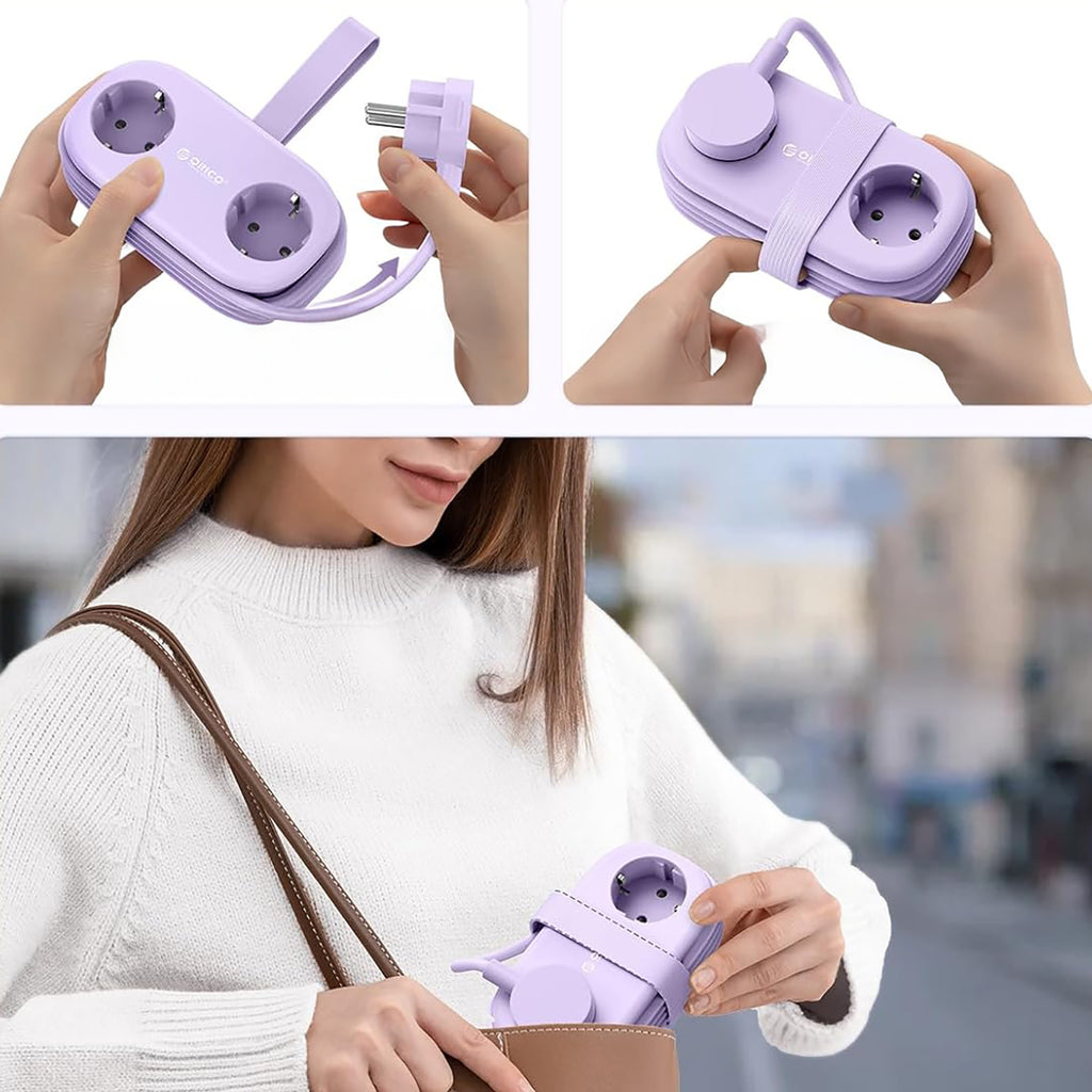 Orico AP3 65W GaN 6in1 maitinimo šakotuvė 2x AC + 2x USB-A + 2x USB-C - violetinė -- Cell phone cables