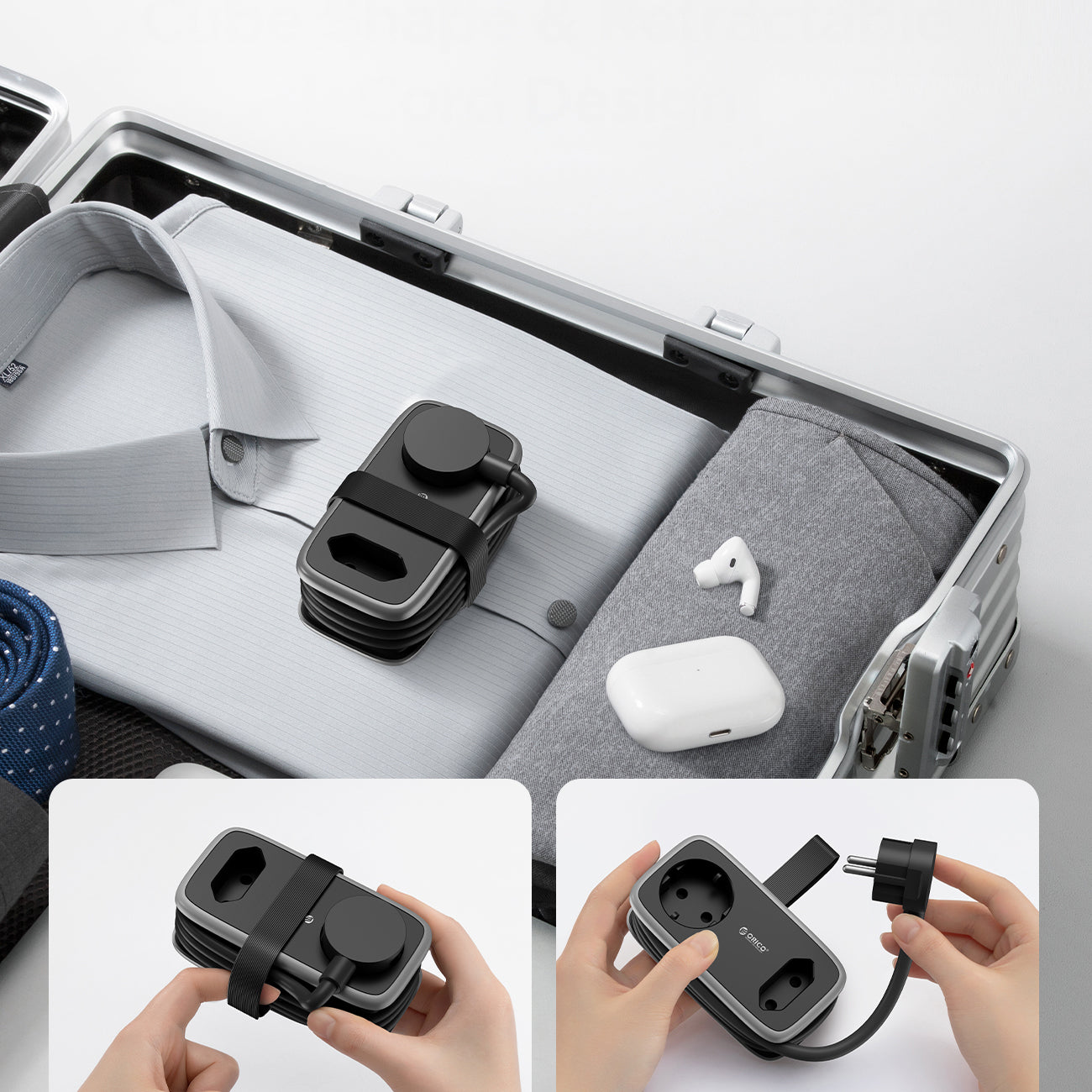 Orico APP 15,5W 5in1 maitinimo šakotuvė 2x AC + 2x USB-A + 1x USB-C - juoda -- Cell phone cables