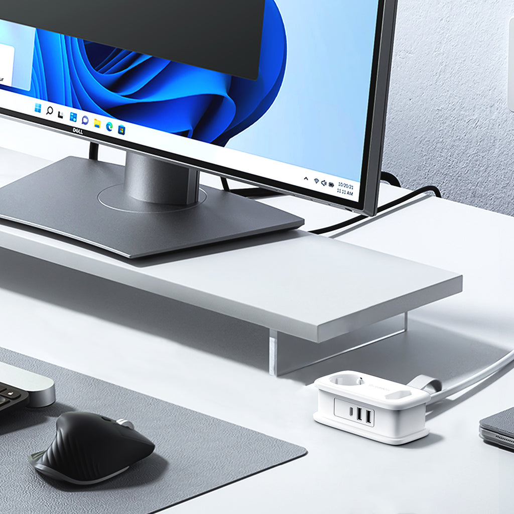 Orico APP 15,5W 5in1 maitinimo šakotuvė 2x AC + 2x USB-A + 1x USB-C - balta -- Cell phone cables