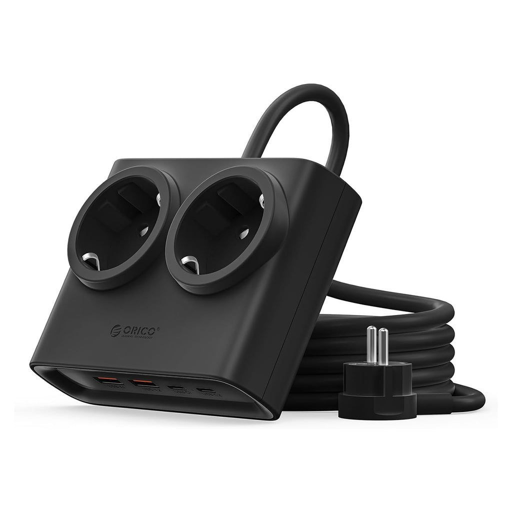 Orico PDC25 25W 6in1 prailgintuvas 2x AC + 2x USB-A + 2x USB-C - juodas -- Cell phone cables