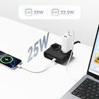 Orico PDC25 25W 6in1 prailgintuvas 2x AC + 2x USB-A + 2x USB-C - juodas -- Cell phone cables