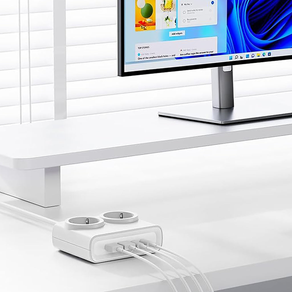 Orico PDC25 25W 6in1 prailgintuvas 2x AC + 2x USB-A + 2x USB-C - baltas -- Cell phone cables