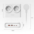Orico PDC25 25W 6in1 prailgintuvas 2x AC + 2x USB-A + 2x USB-C - baltas -- Cell phone cables