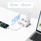 Orico PDC25 25W 6in1 prailgintuvas 2x AC + 2x USB-A + 2x USB-C - baltas -- Cell phone cables