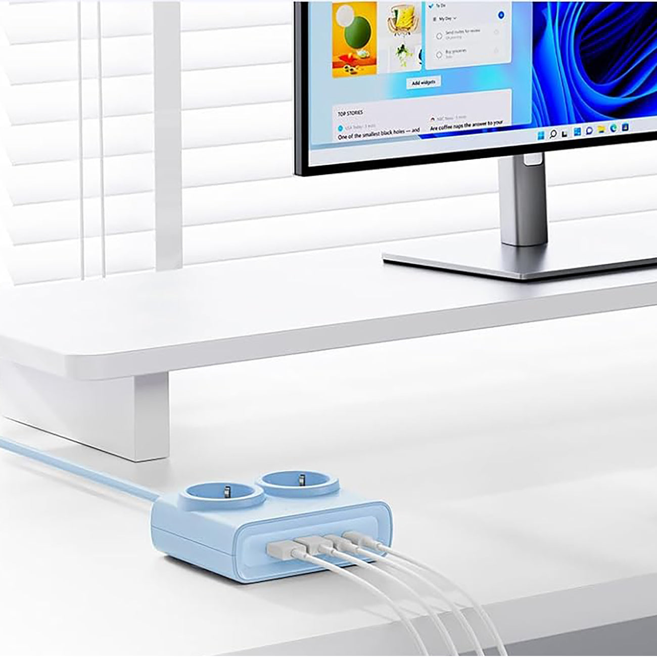 Orico PDC25 25W 6in1 prailgintuvas 2x AC + 2x USB-A + 2x USB-C - mėlynas -- Cell phone cables