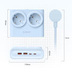 Orico PDC25 25W 6in1 prailgintuvas 2x AC + 2x USB-A + 2x USB-C - mėlynas -- Cell phone cables