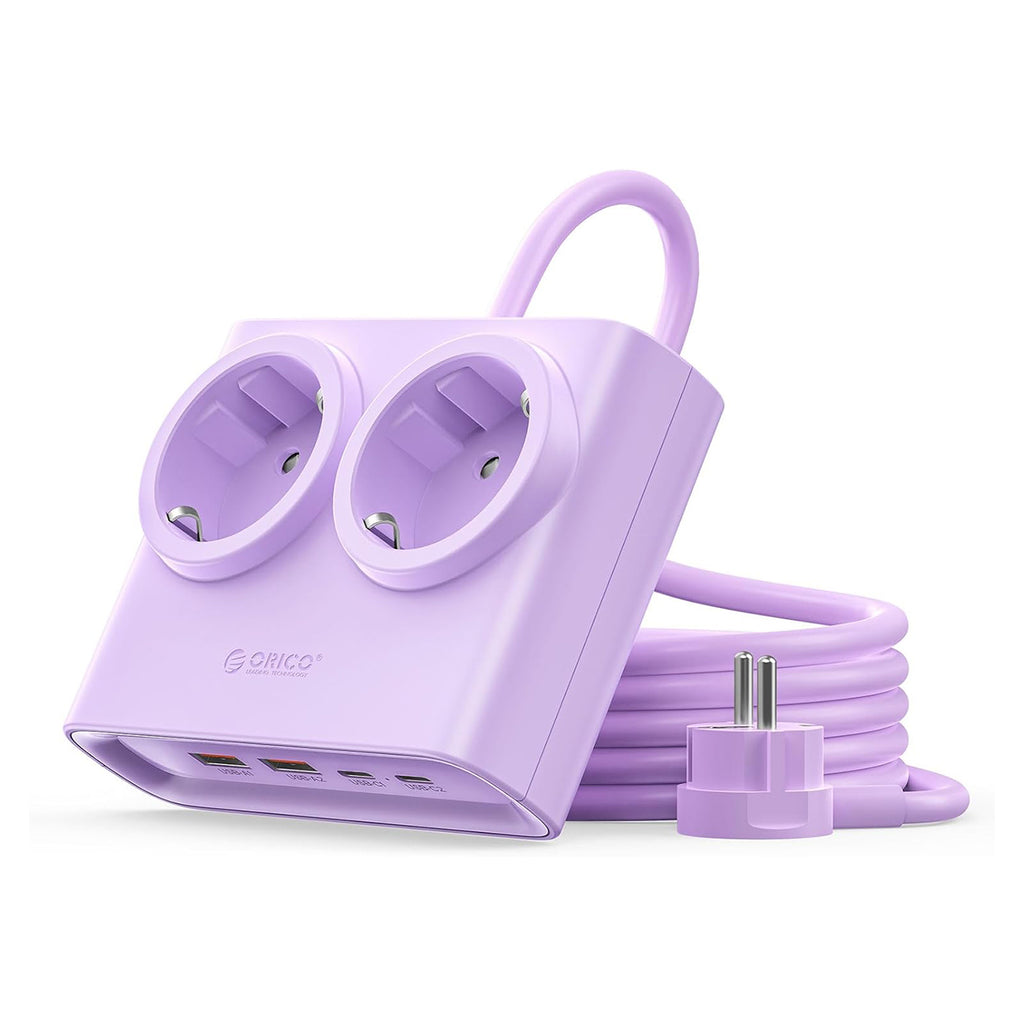 Orico PDC25 25W 6in1 prailgintuvas 2x AC + 2x USB-A + 2x USB-C - violetinis -- Cell phone cables