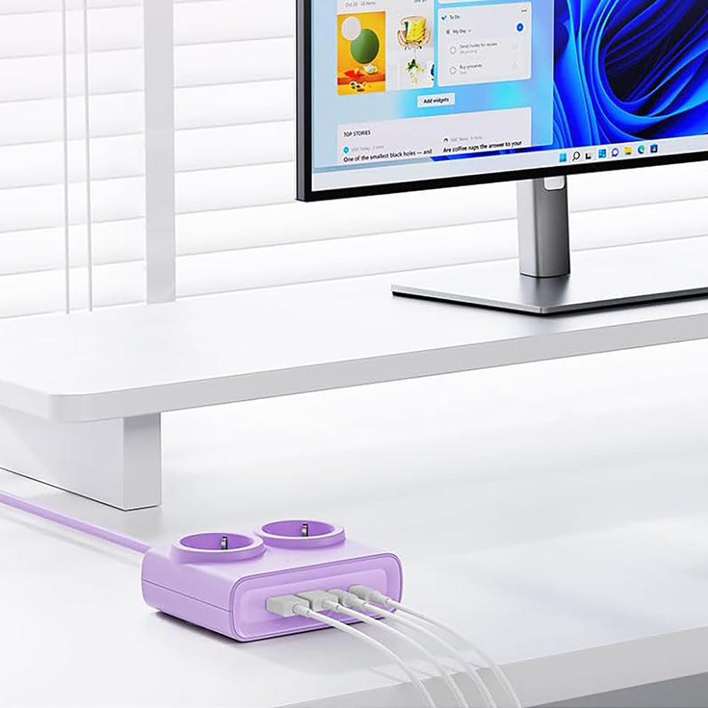 Orico PDC25 25W 6in1 prailgintuvas 2x AC + 2x USB-A + 2x USB-C - violetinis -- Cell phone cables