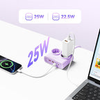 Orico PDC25 25W 6in1 prailgintuvas 2x AC + 2x USB-A + 2x USB-C - violetinis -- Cell phone cables