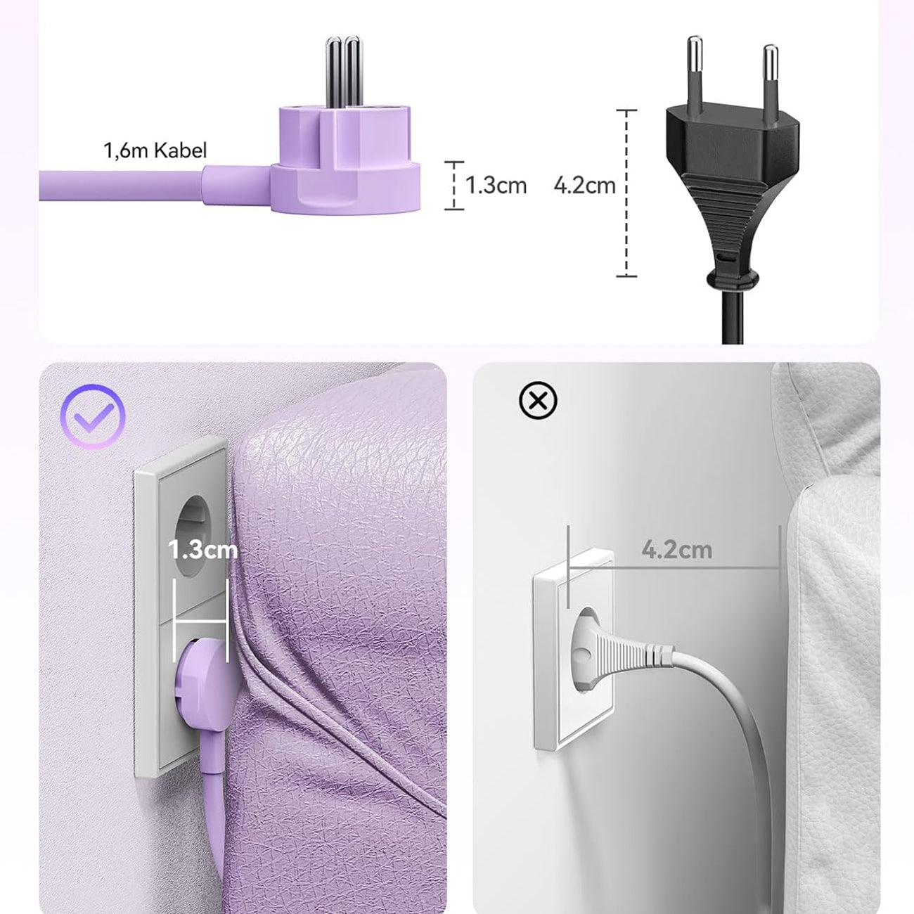 Orico PDC25 25W 6in1 prailgintuvas 2x AC + 2x USB-A + 2x USB-C - violetinis -- Cell phone cables