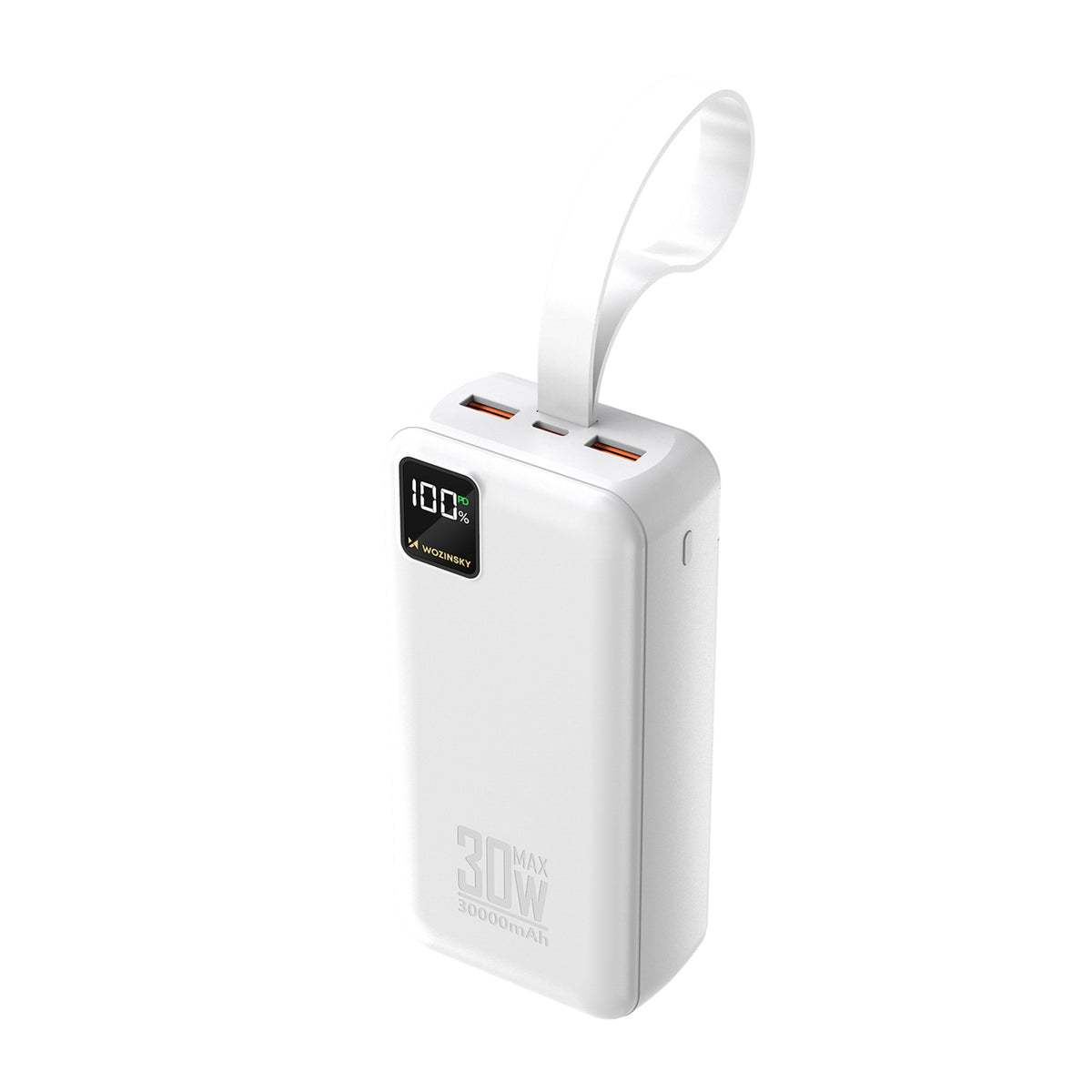 Wozinsky W8-W 30000mAh 30W powerbankas 2x USB-A ir USB-C su žibintu - Baltas -- Powerbanks