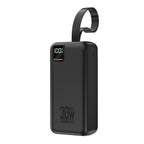 Wozinsky W8-W 30000 mAh 30W powerbankas 2x USB-A ir USB-C su žibintu - Juodas -- Powerbanks