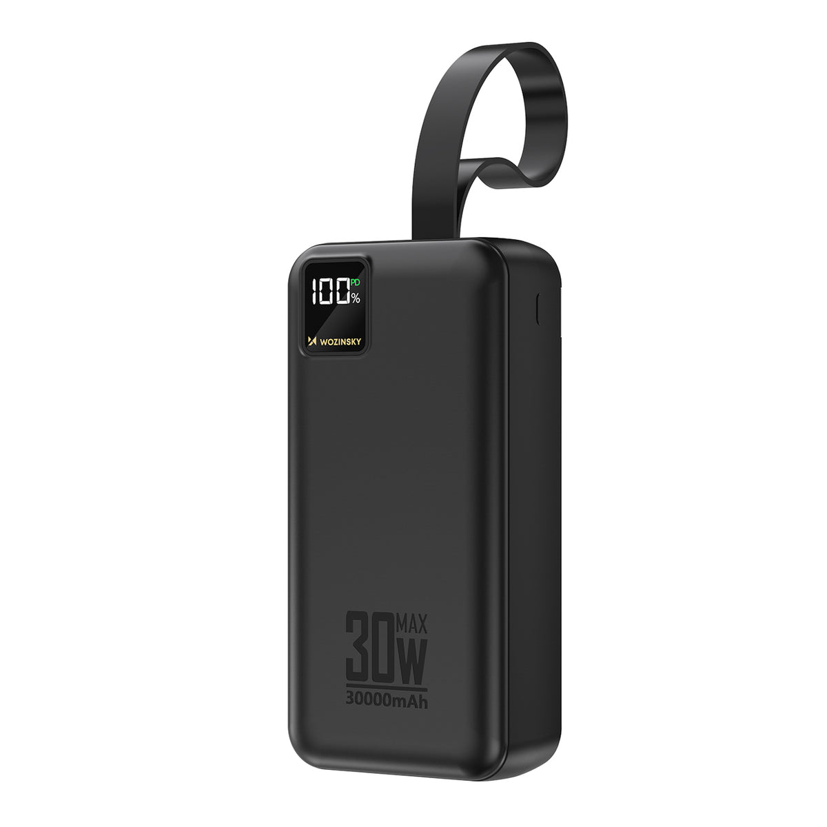 Wozinsky W8-W 30000 mAh 30W powerbankas 2x USB-A ir USB-C su žibintu - Juodas -- Powerbanks