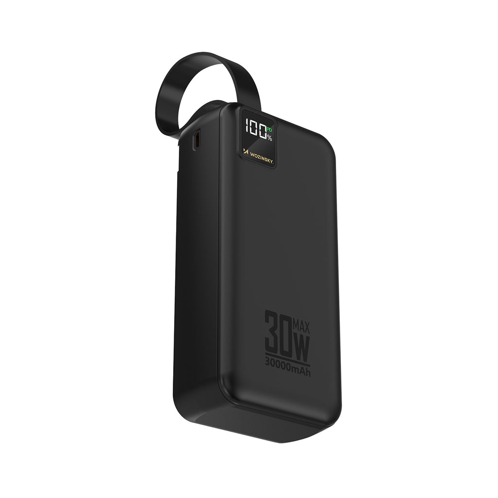 Wozinsky W8-W 30000 mAh 30W powerbankas 2x USB-A ir USB-C su žibintu - Juodas -- Powerbanks