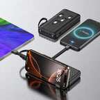 Wozinsky W11-B 10000mAh 10W Powerbank su integruotais kabeliais ir žibintuvėliu - Juoda -- Powerbanks