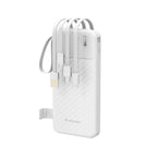 Wozinsky W11-W 10000mAh 10W Powerbank su integruotais kabeliais ir žibintuvėliu - Balta -- Powerbanks