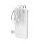 Wozinsky W11-W 10000mAh 10W Powerbank su integruotais kabeliais ir žibintuvėliu - Balta -- Powerbanks