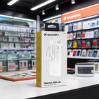 Wozinsky W11-W 10000mAh 10W Powerbank su integruotais kabeliais ir žibintuvėliu - Balta -- Powerbanks