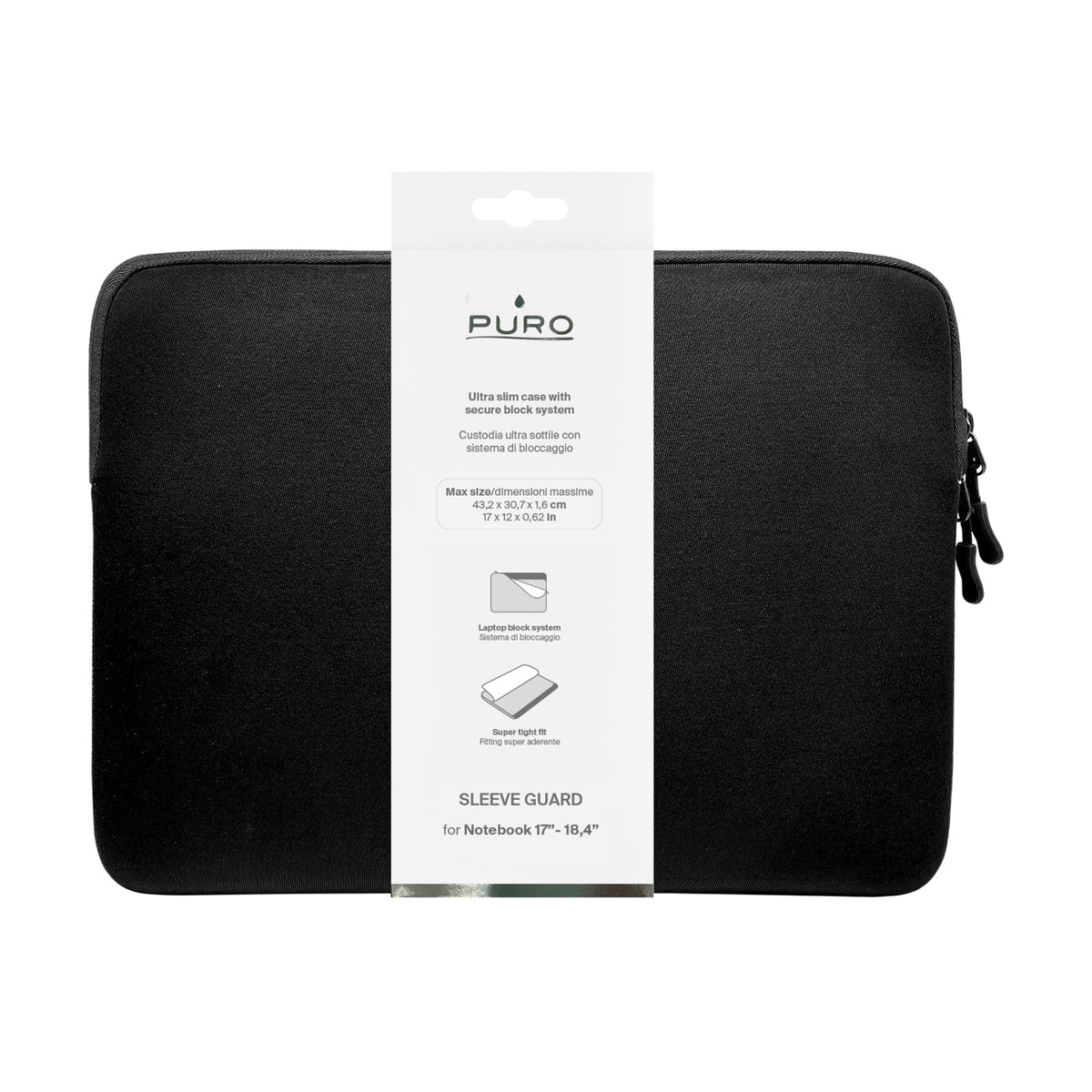 Puro Slim Guard 18" nešiojamojo kompiuterio krepšys - Juodas -- Laptop Bags