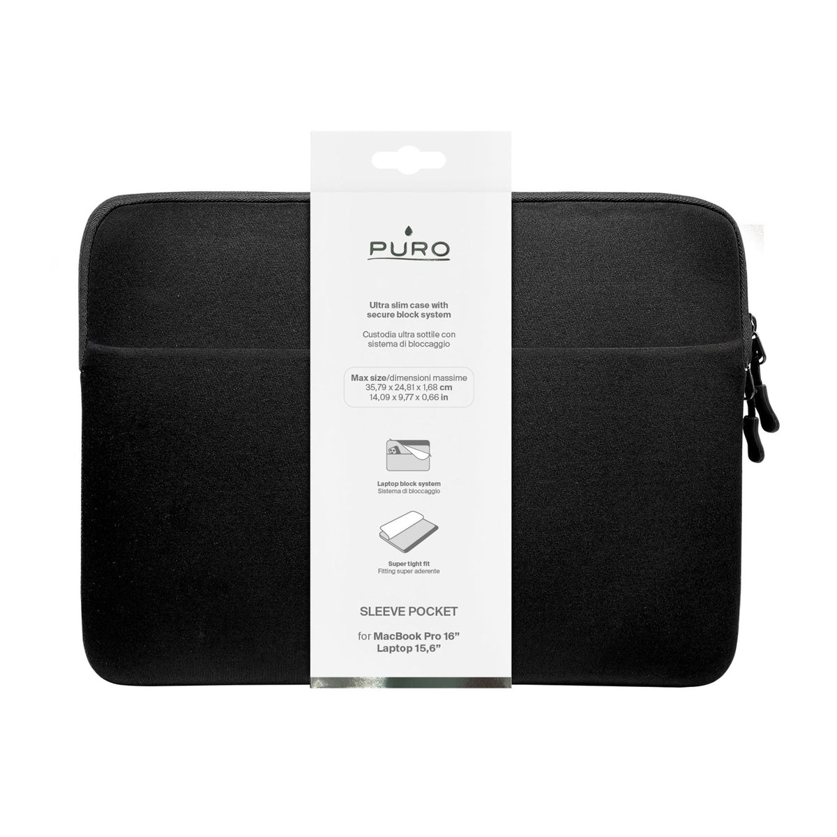 Puro SLIM POCKET Sleeve Bag Neoprena 15-16'' juoda -- Laptop Bags