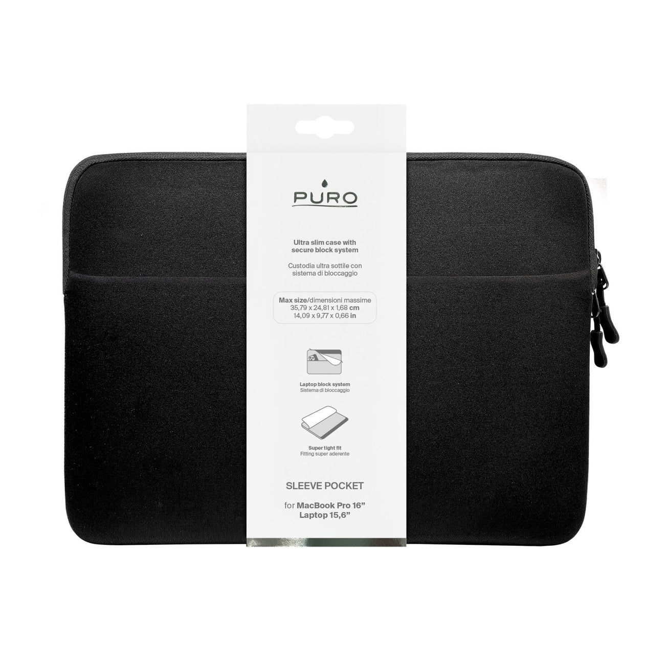 Puro SLIM POCKET Sleeve Bag Neoprena 15-16'' juoda -- Laptop Bags
