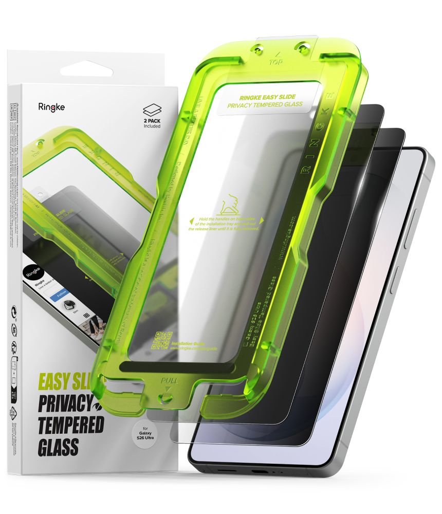 Ringke Easy Slide Privacy Tempered Glass 2-Pack for Samsung ZQXTOZEN -- Cell phone tempered glass