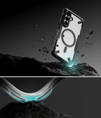 Ringke Fusion X Magnetic MagSafe Dėklas, skirtas Samsung Galaxy S26+ - Skaidrus juodas -- Samsung Galaxy S26+