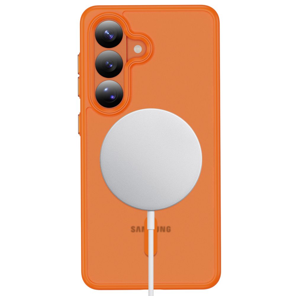 Tech-Protect Magmat MagSafe Dėklas, skirtas Samsung Galaxy S26 - Orange Matte -- Samsung Galaxy S26