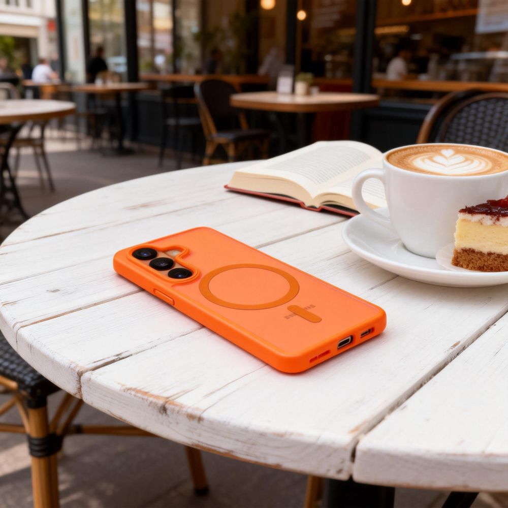 Tech-Protect Magmat MagSafe Dėklas, skirtas Samsung Galaxy S26 - Orange Matte -- Samsung Galaxy S26
