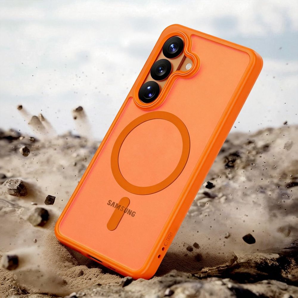 Tech-Protect Magmat MagSafe Dėklas, skirtas Samsung Galaxy S26 - Orange Matte -- Samsung Galaxy S26