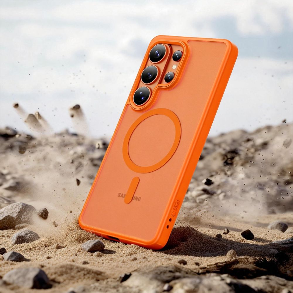 Tech-Protect Magmat MagSafe Dėklas, skirtas Samsung Galaxy S26 Ultra - Orange Matte -- Samsung Galaxy S26 Ultra