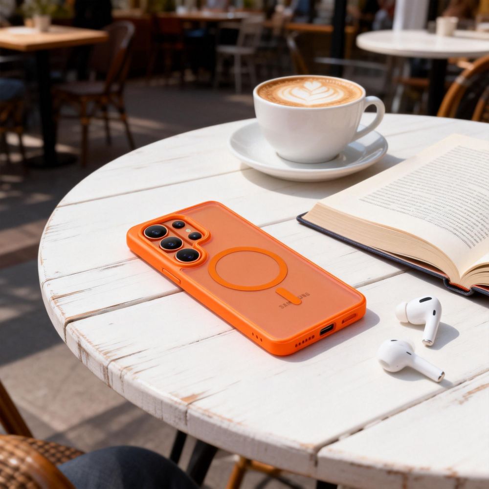 Tech-Protect Magmat MagSafe Dėklas, skirtas Samsung Galaxy S26 Ultra - Orange Matte -- Samsung Galaxy S26 Ultra